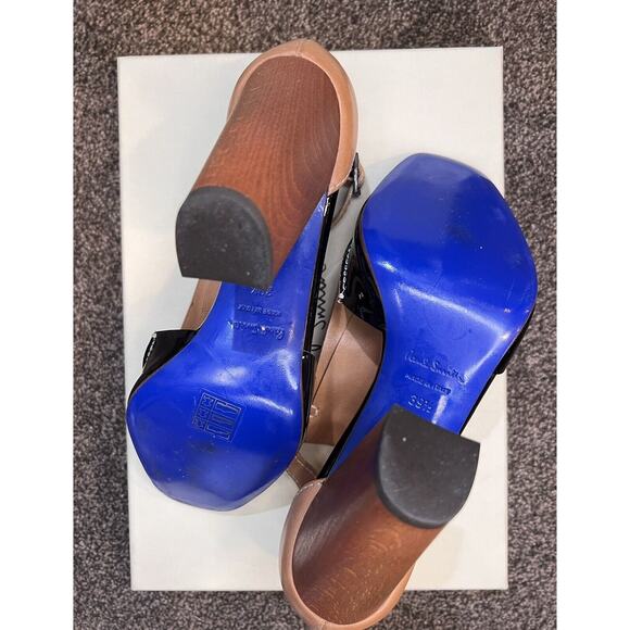 PAUL SMITH Womens Shoes Leather Tan & Black Patent Kilte Flap us 39.5 Heels 8.5 - Picture 4 of 14